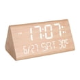 thumbnail image 1 of Reloj despertador digital para dormitorio, reloj despertador con pantalla LED digital de temperatura y fecha. Color madera, 1 of 9