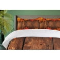 thumbnail image 3 of Ambesonne Fall Duvet Cover Set, Leaves on the Wooden Board, 2-Calking, Brown Orange, 3 of 6