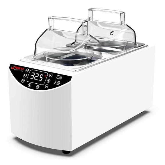 Lab Water Bath 5L, Digital Thermostatic Water Bath Heater, RT 5°C to 99°C, Precise Temperature Control, 2 Stainless Steel Chambers, LED Display