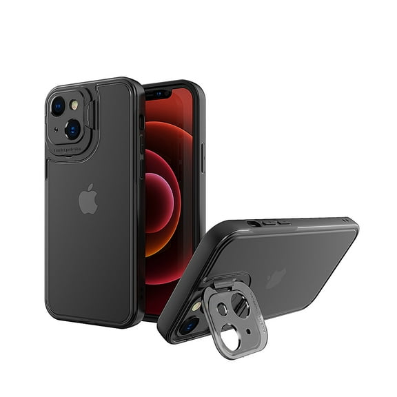 Xpm Case for Apple iPhone 13 (6.1") Hybrid Tinted with Precise Raised Camera Protection & Invisible Stand Kickstand Ultra Slim Cover for iPhone 13 - Black