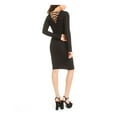 thumbnail image 2 of PLANET GOLD Womens Black Long Sleeve V Neck Above The Knee Body Con Dress XS, 2 of 4