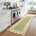 thumbnail image 4 of Lahome 2'x6' Scalloped Boho Floral Hallway Runner Rug 2x6ft Non-Slip, Washable Low-Pile,Soft Microfiber Carpet for Entryway Kitchen Laundry Bedroom,Green, 4 of 10