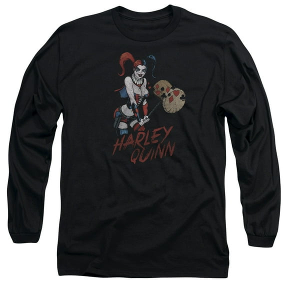 JLA Justice League Harley Hammer Long Sleeve Adult 18/1 T-Shirt Black