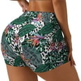 thumbnail image 2 of Kdxio Tropical Leaves Print Workout Shorts for Women Seamless Soft Smooth Gym Yoga Scrunch Active Shorts, 2 of 9