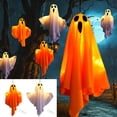 thumbnail image 5 of Halloween Decorations Outdoor, 2026 New 19.6" Large Hanging Swinging Ghost, Swinging Ghost Outdoor Decor with String Lights, Spooky Cute Ghosts Decorations for Front Porch Yard Tree (1PC), 5 of 8