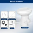 thumbnail image 7 of Gravity Flush Toilet Plastic Bowl with Connecting Hose, Installation Kits and Hand Sprayer Ideal for RVs, Trailers and Boats (White), 7 of 7