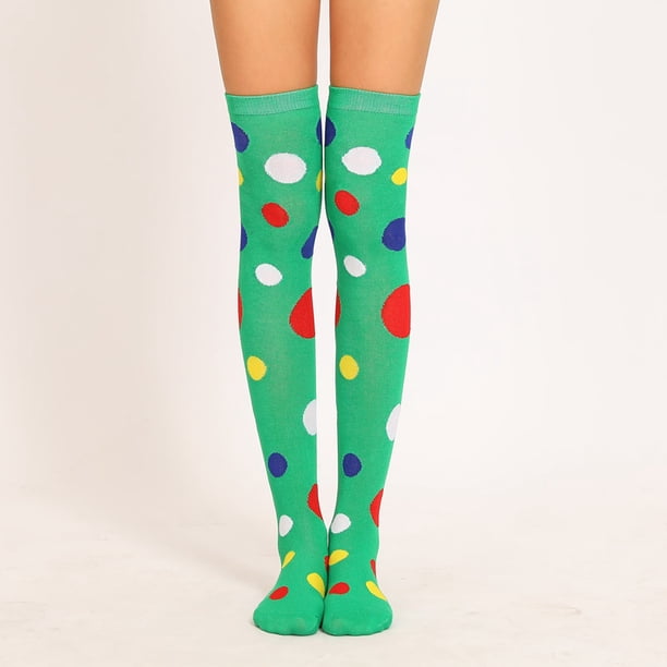 Xiao Hua 1 par de calcetines hasta el muslo para mujeres y niñas, novedosos calcetines largos de Halloween, divertidos, lindos y coloridos, calcetines altos por encima de la rodilla, verdes