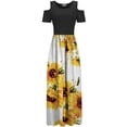 thumbnail image 3 of SMihono Robe Maxi Bohème d'Été pour Femmes Grande Taille Robe Longue Décontractée pour Femmes avec Imprimé Floral Rayé Manches Courtes Robe Maxi Robe de Plage, 3 of 4