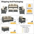 thumbnail image 4 of ELPOSUN 7 Pieces Outdoor Patio Furniture Set, 4 x Single Chair, 2 x Ottoman and 3-Seat Sofa with Cushions, Outdoor Wicker Sectional Conversation Set for Garden, Poolside, Backyard, Khaki Cushion, 4 of 7