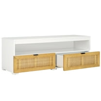 SAFAVIEH Theon Amish 2 Drawer Media Stand, White/Natural (47.5 in. W x 15.5 in. D x 17 in. H)