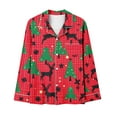 thumbnail image 5 of VBTAPA Christmas Pajama Sets for Women Cute Xmas Printed Long Sleeve Lounge Pjs Set Button Down Shirts Elastic Waist Bottoms 2 Piece Jammies Sets Holiday Sleepwear Hot Pink XXXL, 5 of 5