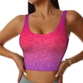 thumbnail image 1 of Fotbe Light Purple Glitter Sujetador Deportivo Largo sin Aros para Mujer con Almohadillas y Soporte Medio, Transpirable y Absorbente, Camiseta Tipo Chaleco o Tank Top-Large, 1 of 8