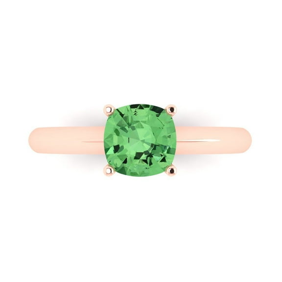 Solitaire Engagement Ring for Women - 1.5ct Simulated Green Diamond in 14K Rose Gold Promise Ring