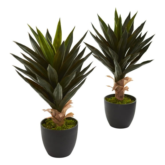Nearly Natural Green 20" Agave Artificial Plant (Set of 2)