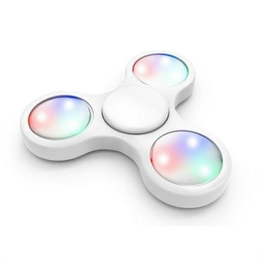 LED Colorful Lights Fidget Spinner - Hand Spin Focus Fidget Toy, Stress Reliever, ADHD, EDC, Anxiety Reducer Hand Spinner - White