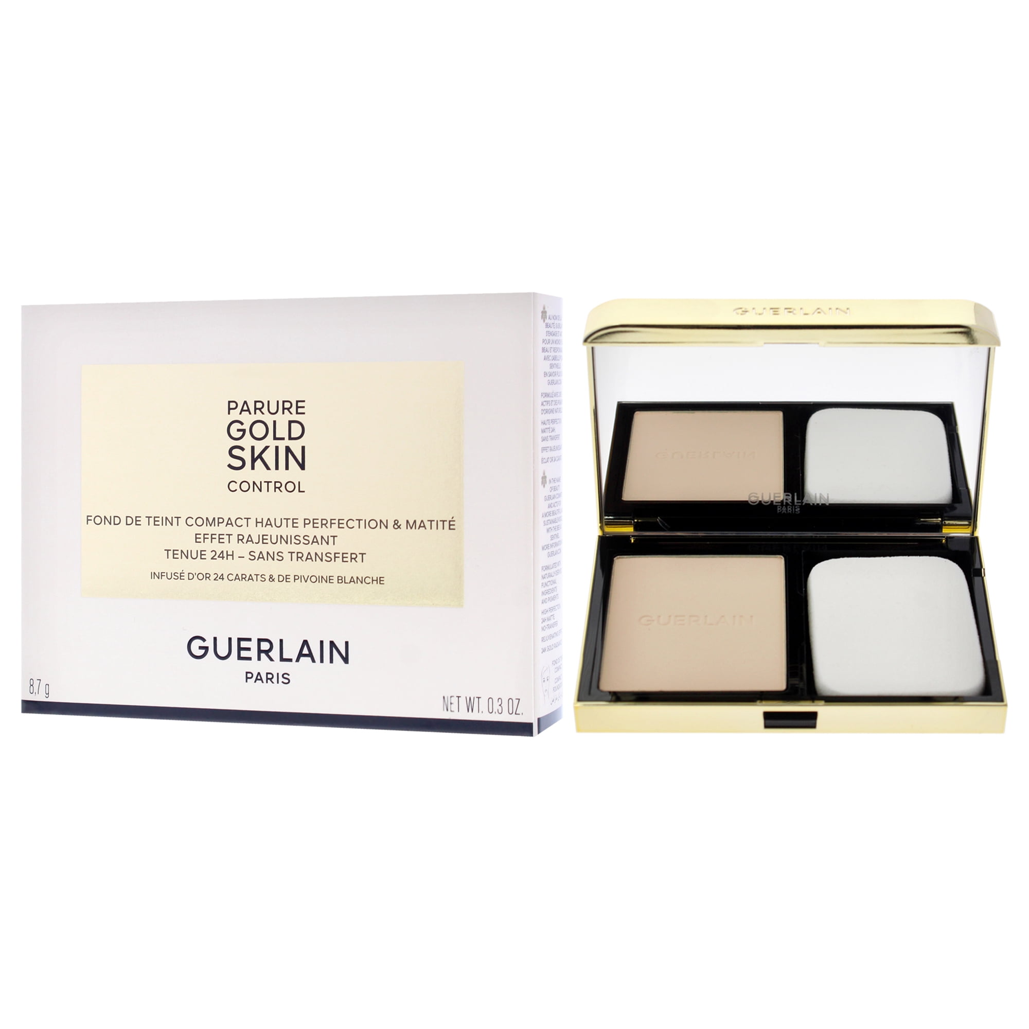 Guerlain Parure Gold Skin Control Matte Compact Foundation - 0N Very Light Skin with Neutral Beige Undertones , 0.3 oz Foundation (Refillable)