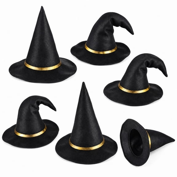 Stcellnmex Mini Witch Hats, for Halloween DIY Craft, Plastic Material, 6 Pcs, Small Size, Bulk for Party Decoration