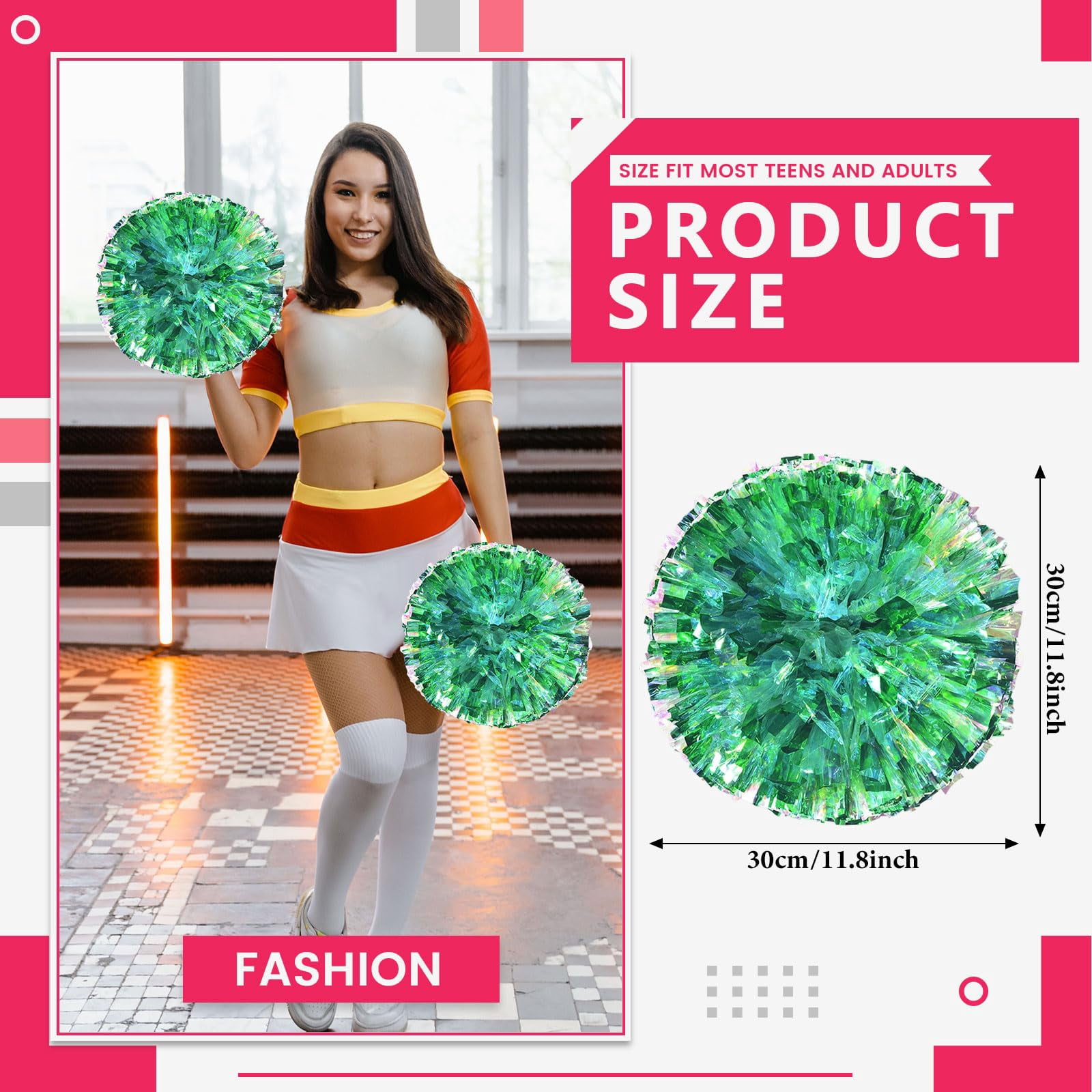 22 Pcs pom poms Cheer,pom poms Cheerleading with Finger Holes Cheer Pom Pomsfor Dance, Matches