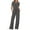 Dark Gray, variant on Wdfiry Formal Jumpsuits for Women Casual Solid Short Sleeve Playsuit Clubwear Straight Wide Leg Jumpsuit with Drawstring