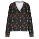 thumbnail image 4 of Cárdigan informal con estampado de hojas para mujer, chaqueta con botones, blusa de poliéster, para otoño e invierno, 4 of 4