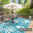 thumbnail image 4 of Enyhom Floral Waterproof Outdoor Rug 6'x9',Reversible Plastic Straw Patio Camping Rug for Camping Patio Picnic, Teal, 4 of 6