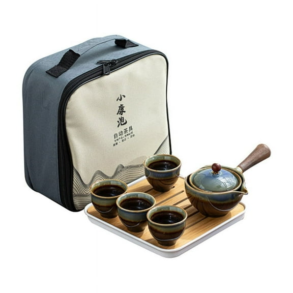 Porcelain Chinese Gongfu Tea Set Portable Teapot with 360 Rotation Maker and Infuser Gift B