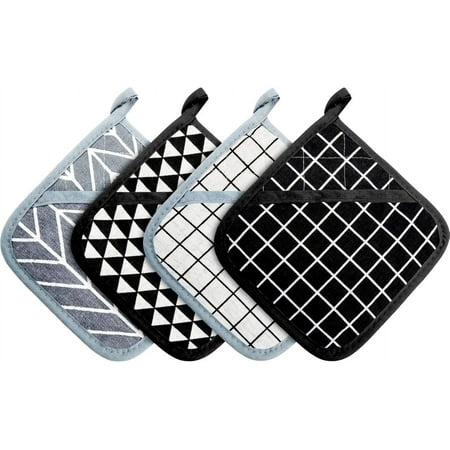 

LanJun Large Pot Holders Oven Mitts Set Heat Resistant Pot Holders Square Pot Holder Hot Pads Trivet for Kitchen Cooking and Baking (4 Pieces)