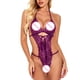 thumbnail image 4 of Gibobby Ropa interior mujer sexy Mujeres Sexy Malla de Encaje Floral Bordado Liga ligada Lencería Ropa Interior Conjuntos de lencería Sexy(Morado, M), 4 of 4