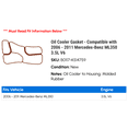 thumbnail image 2 of Oil Cooler Gasket - Compatible with 2006 - 2011 Mercedes-Benz ML350 3.5L V6 2007 2008 2009 2010, 2 of 2