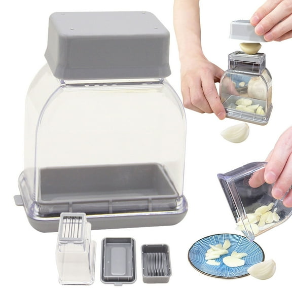 Clearance Garlic Peeler under $6 Evenly Sliced Garlic Slicer Multifunction Manual Garlic Cutter Onion Chopper Crusher Pressing With Stainless Food Cutter Vegetable Slicer Peeler Kitchen Tools