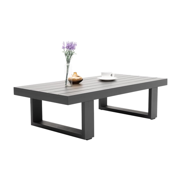 Outdoor Coffee Table for Patio Rectangle Coffee Tables Patio Aluminum Coffee Tables,Dark Grey
