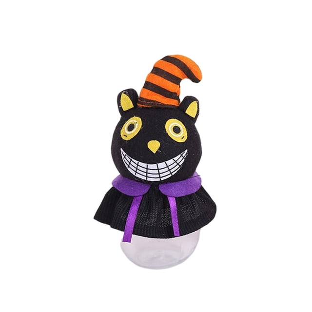Bearachild Tarro de caramelo de tela de PVC, botella de almacenamiento de tamaño compacto, artesanía transparente, diseño, latas de comida, Kits de decoración para fiestas Forma de gato Bearachild HA068071-02