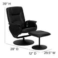 thumbnail image 4 of Flash Furniture Cason Massaging Adjustable Recliner with Deep Side Pockets and Ottoman with Wrapped Base in Black LeatherSoft, 4 of 12