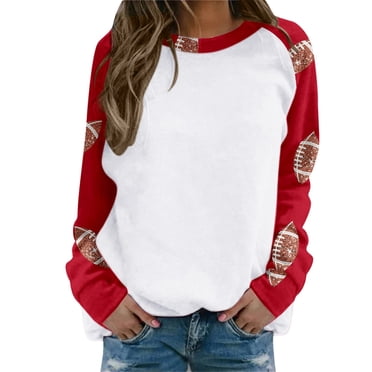 GPOECD Women's Casual Thick Red Print Hoodie Soft Comfortable Pullover Sweatshirt Stylish Long Sleeve Loose Fit Tops Red,S