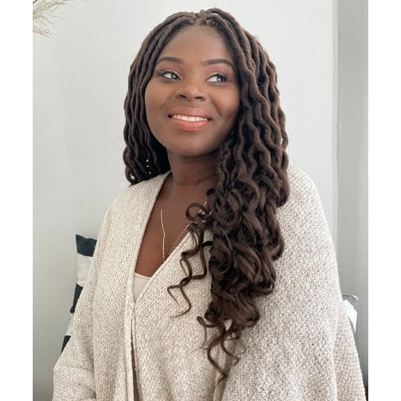 LUXLUXE Women Andrea 4x4 Curly Long 4X4 Hand Tied Lace Braid Wig, Beauty Heat Resistant Fiber,