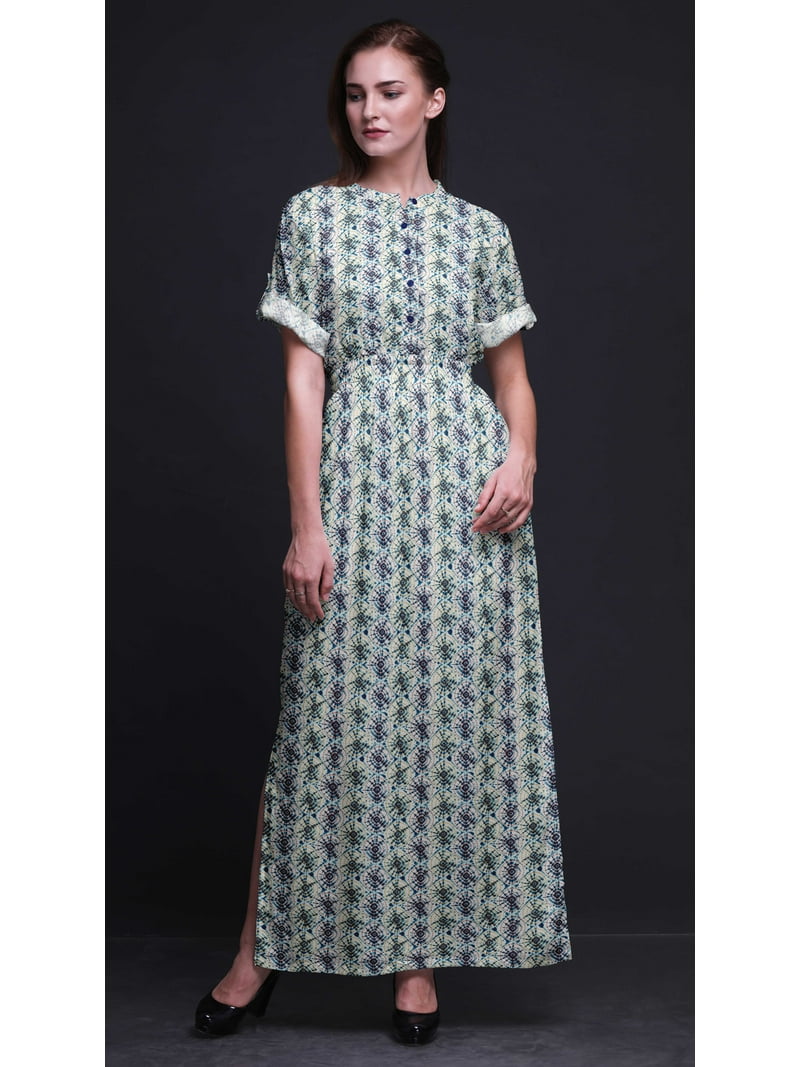 Bimba Rayon Tie & Dye Shibori Printed Womens Long Maxi&nbsp;Dress&nbsp; Gown With Side Slit-XSmall - Walmart.com
