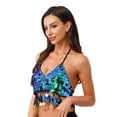 thumbnail image 3 of Miutii Womens Sparkle Belly Dance Bra Top Halter V Neck Crop Tops for Pole Dancing Ballet Hip-Hop Green One Size, 3 of 7