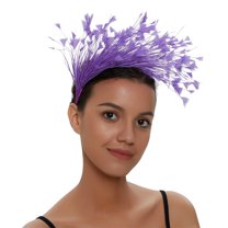 MSJUHEG Tea Party Hats,Feather Hair Clip,Feather Headpiece,Church Hats,Fascinators Hats,Hat for Wedding Flower Mesh Hair Clip Tea Headband Purple One Size