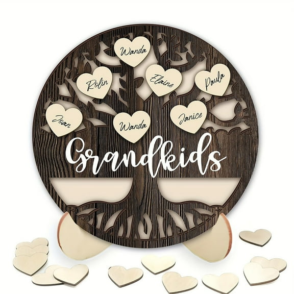 Mother's Day Gifts Family Frame Sign 3D Wooden Family Tree Home Decor Gifts for Family, Mothers Day Gifts for Mom Grandma Customized Family Name Sign 1PCS