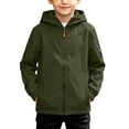 thumbnail image 2 of Kids Boys Solid Color Hooded Zip-Up Jacket with Pockets Long Sleeve Waterproof Outdoor Coat, 2 of 9