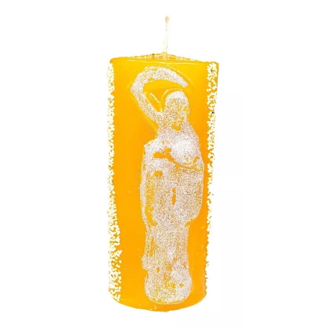 Velon con incrusacion de la santa muerte amarillo