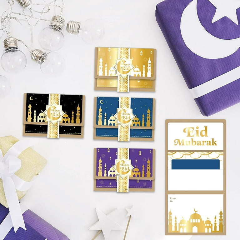 Lot de 10 enveloppes cartonnées, thème floral, Eid Mubarak à l