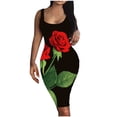 thumbnail image 2 of SMihono Robe Maxi Bohème d'Été pour Femmes Grande Taille Mode pour Femmes à Col Rond Sans Manches Robe Chandail Imprimée Robe de Plage Évasée, 2 of 4
