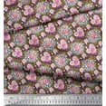 thumbnail image 3 of Soimoi Cotton Poplin Fabric Leaves & Rose Floral Printed Craft Fabric by The Yard 56 Inch Wide, 3 of 3