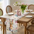 thumbnail image 4 of Easter Table Runner 70 Inches Long for Kitchen Dining, Spring Bunny Butterfly Botanical Wooden Grain Dresser Scarf Farmhouse, Dining Table Decorations for Wedding/Parties, 13 x 70 In, 4 of 8