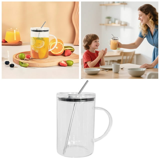 Product Glass&Bottle2 | Glass Drinking Glass Large Glass With Lid And Straw Drinking Cup For Home Drinkware Idea Kitchen Accessories | Platform Competitor Title Analysis Excludes Color/Size