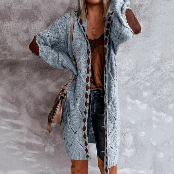 Puntoco Moda Mujer Manga Larga Casual Cárdigan Largo Abrigos Suéter Ropa de Abrigo Puntoco Puntoco-2958