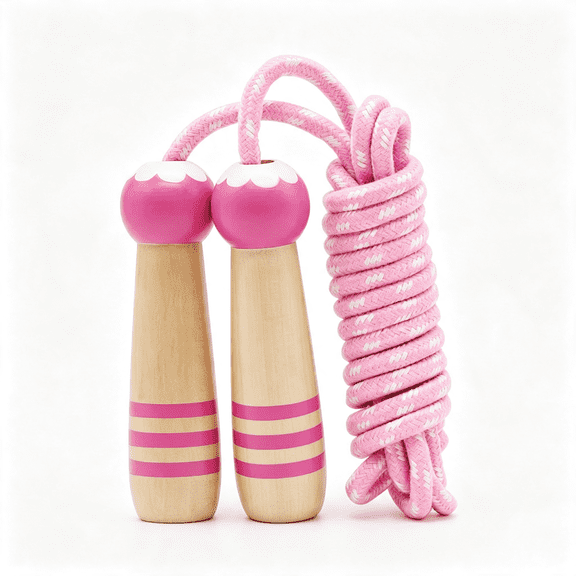 CYFW Jump Rope Kids,7Ft Adjustable Cotton Skipping Rope with Wooden Handle for Boys and Girls Fitness Outdoor Exercise Jump Rope for Kids