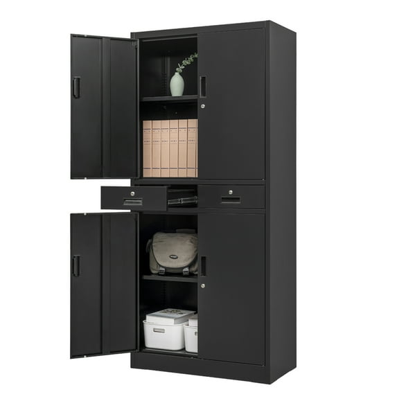 Metal File Storage Cabinet, with 2 Lockable Drawers, 71 "H Lockable Steel Filing Cabinet with Adjustable Shelf, Suitable for Offices, Garages, Warehouses, School, Homes and Kitchens