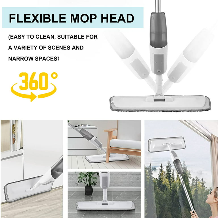 Spray Mop for Floor Cleaning, Floor Mop with a Refillable Spray Bottle and  3 Washable Pads, Flat Mop for Home Kitchen Hardwood Laminate Wood Ceramic